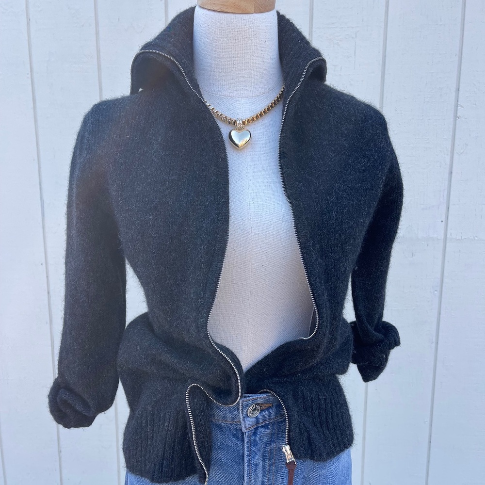Rosanna Charcoal Grey Zip Front Cardigan Size Small
